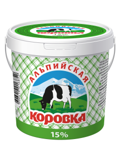 Продукт сметанный Альпийская коровка 15%, 900г