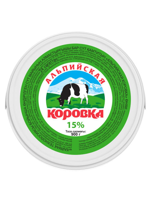 Продукт сметанный Альпийская коровка 15%, 900г