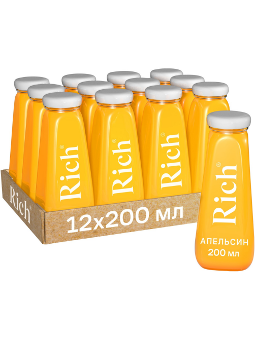 Сок Rich апельсиновый с мякотью, 200мл