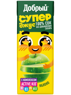 Сок Добрый Active Kid яблочный, 200мл