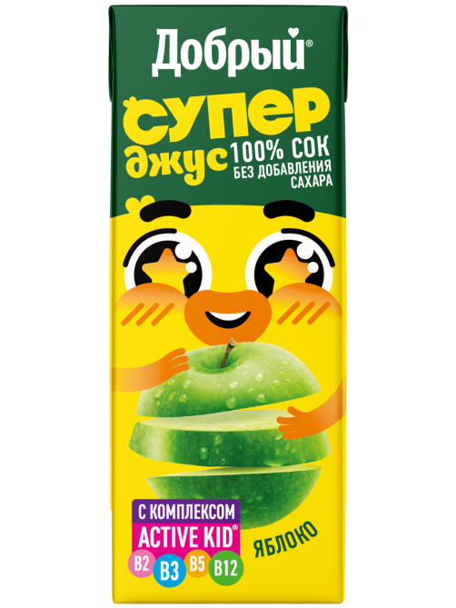 Сок Добрый Active Kid яблочный, 200мл