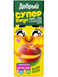 Сок Добрый Active Kid яблоко и персик, 200мл