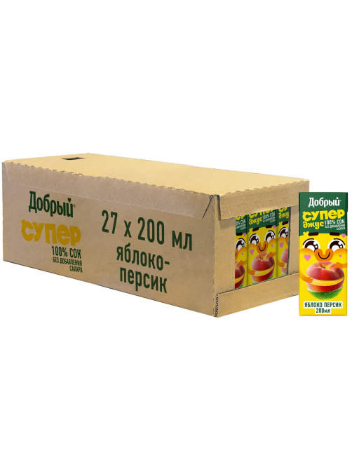 Сок Добрый Active Kid яблоко и персик, 200мл