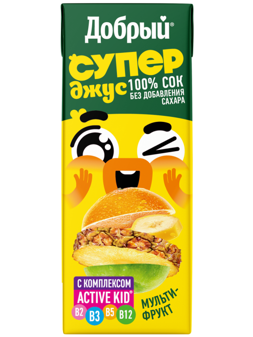 Сок Добрый Active Kid мультифруктовый, 200мл