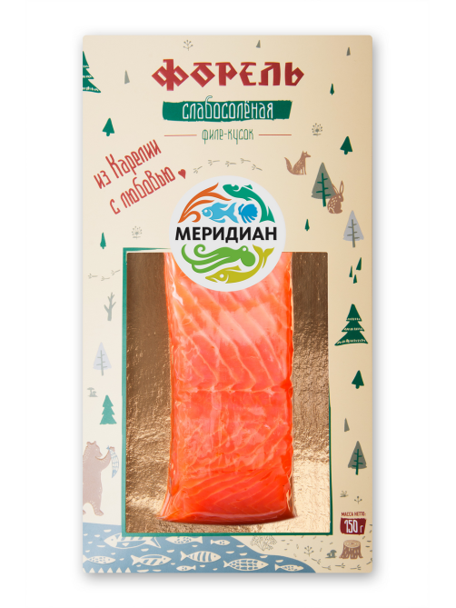 Форель филе-кусок Меридиан слабосоленая, 150г