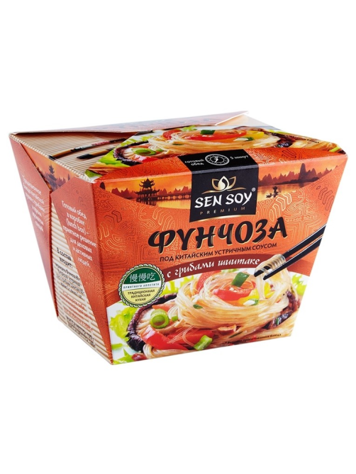 Вермишель Sen Soy Фунчоза под китайским устричным соусом с грибами шиитаке, 125г
