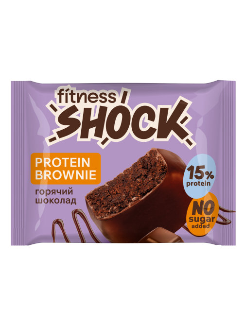 Пирожное протеиновое Fitness Shock брауни с горячим шоколадом, 50г x 12 шт
