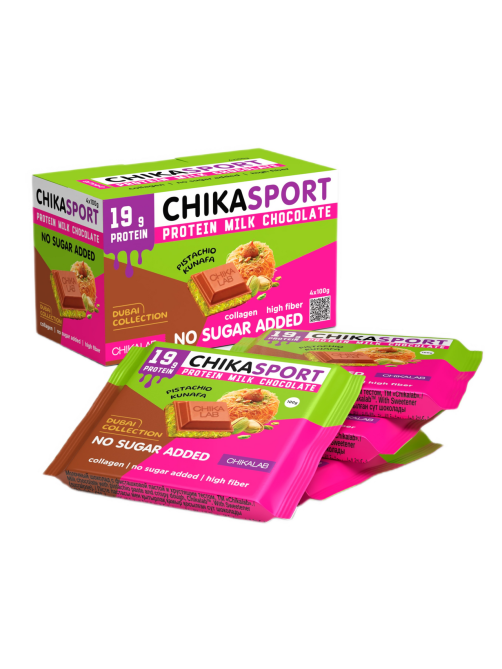 Шоколад Chikalab с фисташковой пастой и хрустящим тестом, 100г x 4 шт