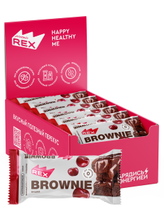 Пирожное протеиновое ProteinRex Брауни вишневое без сахара, 50г x 12 шт