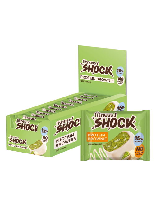 Пирожное протеиновое Fitness Shock брауни с фисташкой, 50г