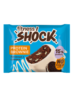 Пирожное протеиновое Fitness Shock брауни печенье со сливками, 50г