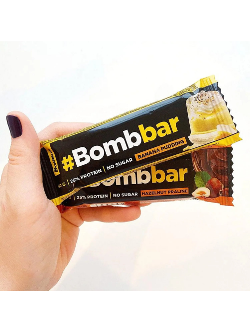 Батончик протеиновый Bombbar Фундук-пралине без сахара, 40г