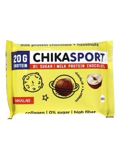 Шоколад протеиновый Chikalab Chikasport молочный с фундуком без сахара, 100г