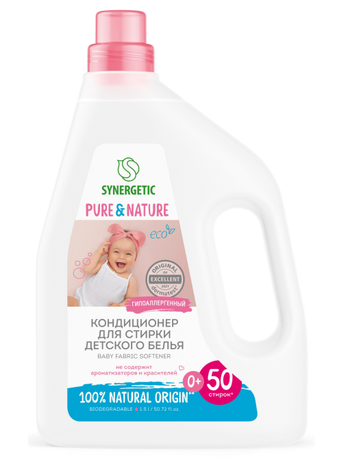 Кондиционер для белья детский Synergetic нежное прикосновение, 1.5л