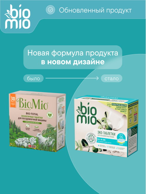 Таблетки для посудомоечной машины BioMio Bio-Total Эвкалипт, 25шт