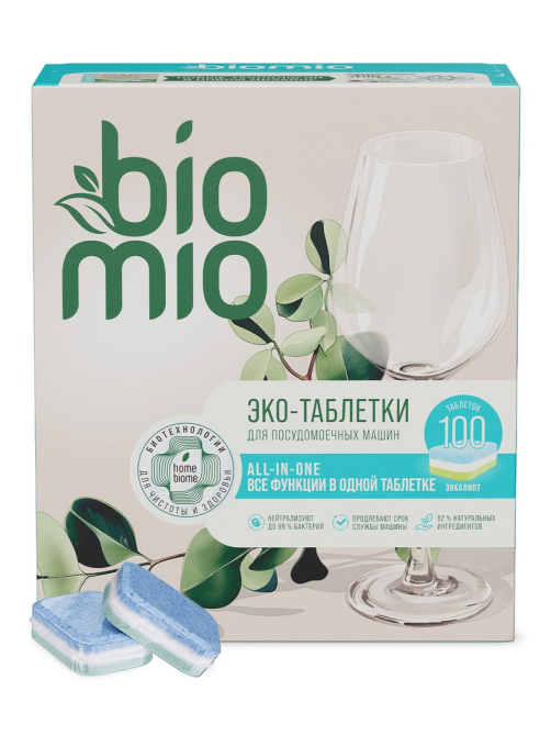 Таблетки для посудомоечной машины BioMio Bio-Total Эвкалипт, 100шт