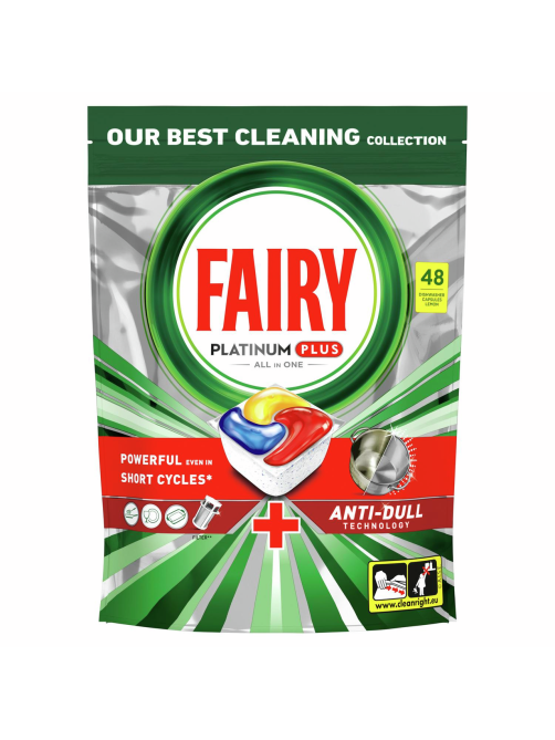 Капсулы для посудомоечной машины Fairy Platinum Plus All-in-one лимон, 48шт