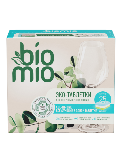 Таблетки для посудомоечной машины BioMio Bio-Total Эвкалипт, 25шт