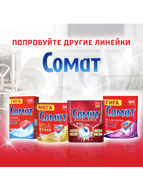 Таблетки для посудомоечной машины Сомат Все-в-1 Экстра, 100шт