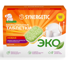 Таблетки для посудомоечных машин Synergetic бесфосфатные экологичные, 100шт
