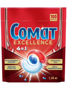 Капсулы для посудомоечной машины Сомат Excellence 4в1, 100шт
