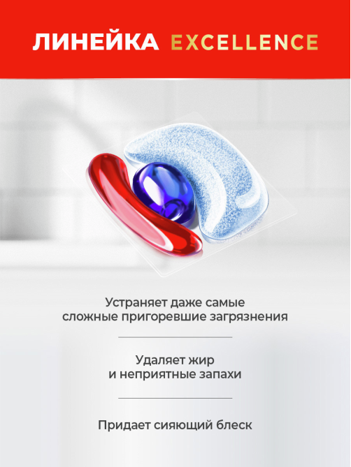 Капсулы для посудомоечной машины Сомат Excellence 4в1, 100шт