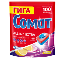 Таблетки для посудомоечной машины Сомат Гига Все-в-1 Экстра лимон, 100шт