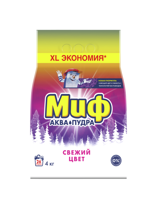 Стиральный порошок Миф 3в1 свежий цвет, 4кг
