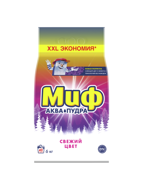Стиральный порошок Миф Аквапудра Свежий цвет, 6кг