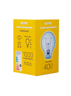 Лампа накаливания Старт E14 40W 230V шар ДШ прозрачная