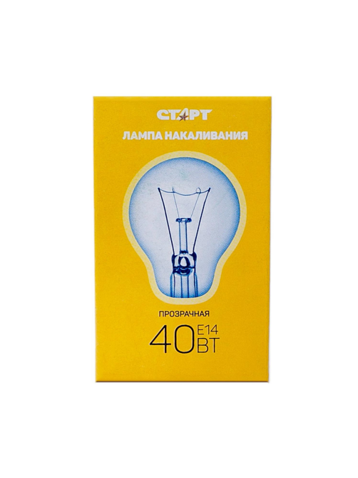 Лампа накаливания Старт E14 40W 230V шар ДШ прозрачная