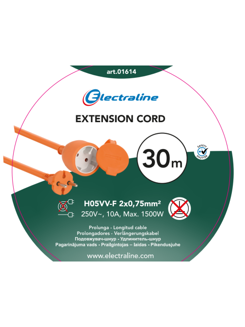 Удлинитель Electraline шнур 1г 2 x 0.75м, 30м