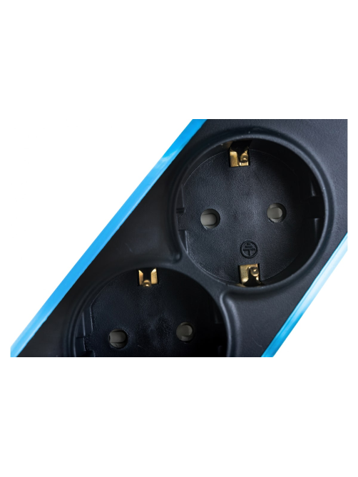Удлинитель Electraline 5Р+2USB с выключателем 3x1-2М с заземлением силикон черно-синий, 2м