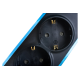Удлинитель Electraline 5Р+2USB с выключателем 3x1-2М с заземлением силикон черно-синий, 2м