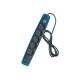 Удлинитель Electraline 5Р+2USB с выключателем 3x1-2М с заземлением силикон черно-синий, 2м