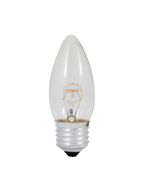 Лампа накаливания Старт E27 60W 230V свеча ДС прозрачная