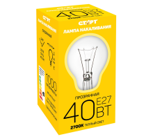 Лампа накаливания Старт E27 40W 230V шар ДШ прозрачная