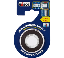 Клейкая лента Unibob двусторонняя для наружных работ, 19мм x 1.5м