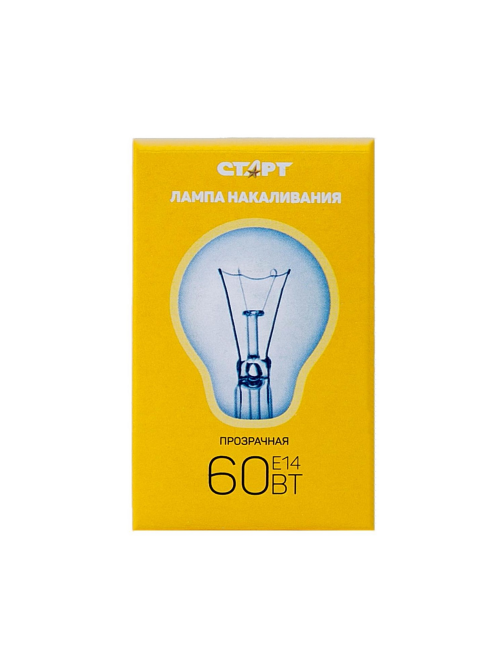 Лампа накаливания Старт E14 60W 230V шар ДШ прозрачная