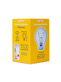 Лампа накаливания Старт E14 60W 230V шар ДШ прозрачная