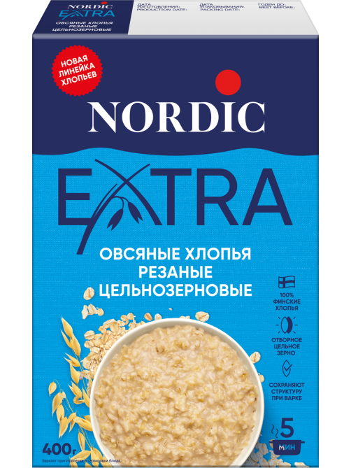 Хлопья овсяные Nordic 5 минут варки, 400г