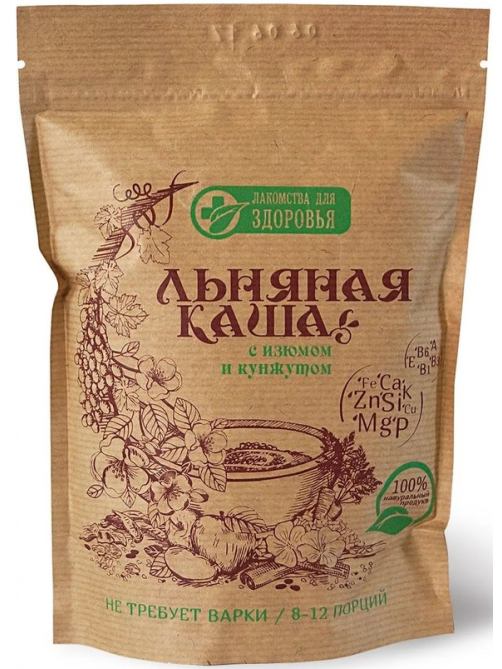 Каша Лакомства для здоровья льняная Изюм-кунжут не требующая варки, 400г