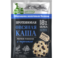 Каша протеиновая Bionova овсяная Черника не требующая варки, 40г