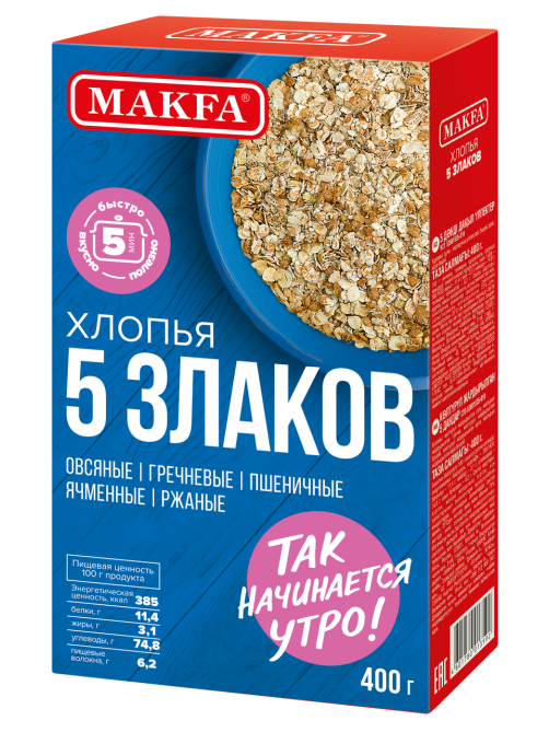 Хлопья Makfa 5 злаков, 400г