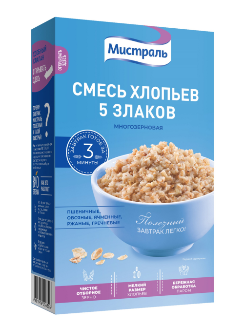 Смесь хлопьев Мистраль 5 злаков, 400г