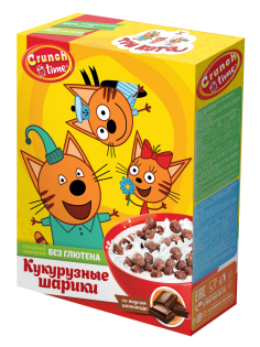 Готовый завтрак Crunch Time Три кота Кукурузные шарики с шоколадным вкусом, 170г