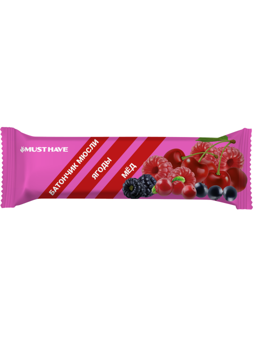 Батончик-мюсли Must Have с ягодами и медом, 25г x 25 шт