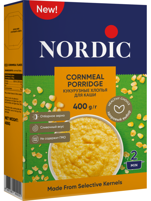Хлопья кукурузные Nordic для каши, 400г