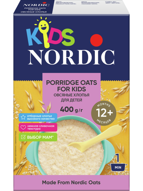 Хлопья Nordic Kids овсяные для детей, 400г