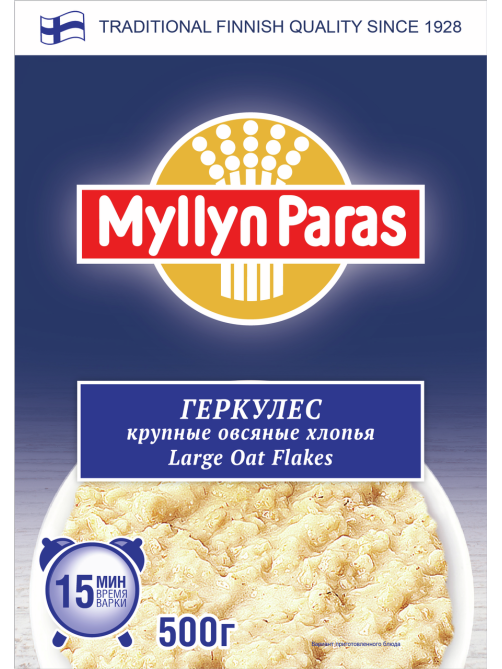 Хлопья овсяные Myllyn Paras Геркулес крупные, 500г